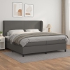 Cama box spring con colchón cuero sintético gris 200x200 cm