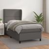 Cama box spring con colchón cuero sintético gris 90x200 cm