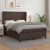 Cama box spring con colchón cuero sintético marrón 140x190 cm