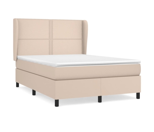 Cama box spring con colchón cuero sintético capuchino 140x190cm