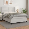 Cama box spring con colchón cuero sintético blanco 140x200cm