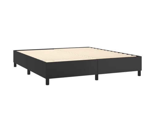 Cama box spring con colchón cuero sintético negro 160x200 cm