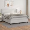 Cama box spring con colchón cuero sintético blanco 160x200 cm