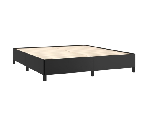 Cama box spring con colchón cuero sintético negro 180x200 cm
