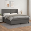 Cama box spring con colchón cuero sintético gris 180x200 cm