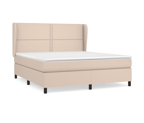 Cama box spring con colchón cuero sintético capuchino 180x200cm