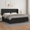 Cama box spring con colchón cuero sintético negro 200x200 cm