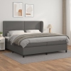 Cama box spring con colchón cuero sintético gris 200x200 cm