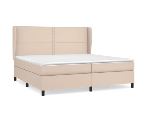 Cama box spring con colchón cuero sintético capuchino 200x200cm