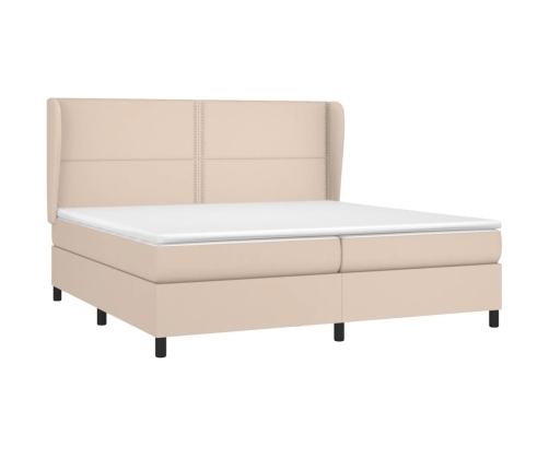 Cama box spring con colchón cuero sintético capuchino 200x200cm