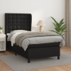 Cama box spring con colchón cuero sintético negro 80x200 cm