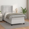 Cama box spring con colchón cuero sintético blanco 90x190 cm