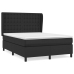 Cama box spring con colchón cuero sintético negro 140x190 cm