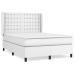 Cama box spring con colchón cuero sintético blanco 140x190 cm