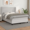 Cama box spring con colchón cuero sintético blanco 140x190 cm