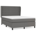 Cama box spring con colchón cuero sintético gris 140x190 cm