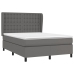 Cama box spring con colchón cuero sintético gris 140x190 cm