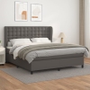 Cama box spring con colchón cuero sintético gris 160x200 cm