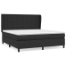 Cama box spring con colchón cuero sintético negro 180x200 cm