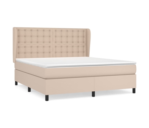 Cama box spring con colchón cuero sintético capuchino 180x200cm