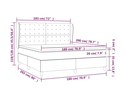 Cama box spring con colchón cuero sintético capuchino 180x200cm