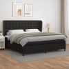 Cama box spring con colchón cuero sintético negro 200x200 cm