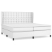 Cama box spring con colchón cuero sintético blanco 200x200 cm