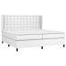 Cama box spring con colchón cuero sintético blanco 200x200 cm