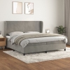 Cama box spring con colchón terciopelo gris claro 200x200 cm