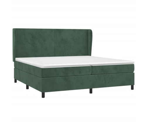 Cama box spring con colchón terciopelo verde oscuro 200x200 cm