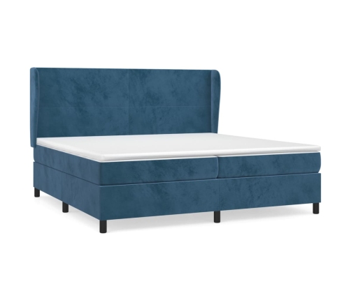 Cama box spring con colchón terciopelo azul oscuro 200x200 cm