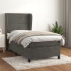 Cama box spring con colchón terciopelo gris oscuro 80x200 cm