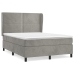 Cama box spring con colchón terciopelo gris claro 140x190 cm