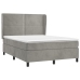 Cama box spring con colchón terciopelo gris claro 140x190 cm