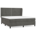 Cama box spring con colchón terciopelo gris oscuro 180x200 cm