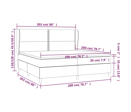 Cama box spring con colchón terciopelo azul oscuro 200x200 cm