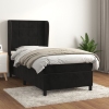 Cama box spring con colchón cuero sintético negro 90x190 cm