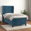 Cama box spring con colchón terciopelo azul oscuro 90x200 cm