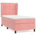 Cama box spring con colchón terciopelo rosa 90x200 cm