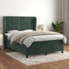 Cama box spring con colchón terciopelo verde oscuro 140x200 cm