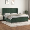 Cama box spring con colchón terciopelo verde oscuro 160x200 cm