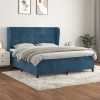 Cama box spring con colchón terciopelo azul oscuro 180x200 cm