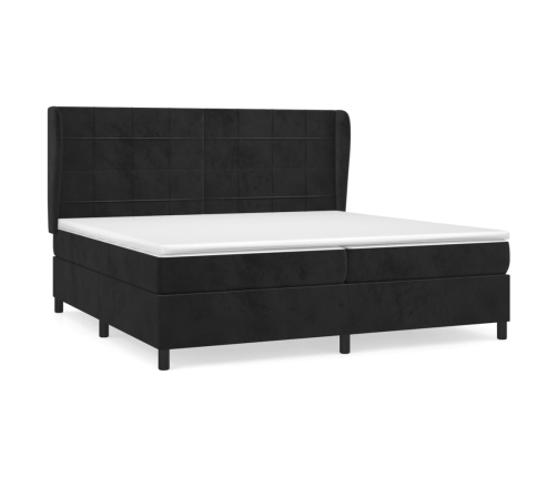 Cama box spring con colchón terciopelo negro 200x200 cm