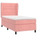 Cama box spring con colchón terciopelo rosa 80x200 cm