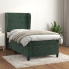 Cama box spring con colchón terciopelo verde oscuro 100x200 cm