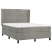 Cama box spring con colchón terciopelo gris claro 140x190 cm