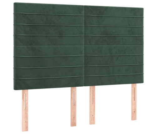 Cama box spring con colchón terciopelo verde oscuro 140x190 cm