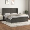 Cama box spring con colchón terciopelo gris oscuro 160x200 cm