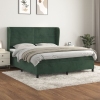 Cama box spring con colchón terciopelo verde oscuro 180x200 cm