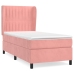 Cama box spring con colchón terciopelo rosa 80x200 cm